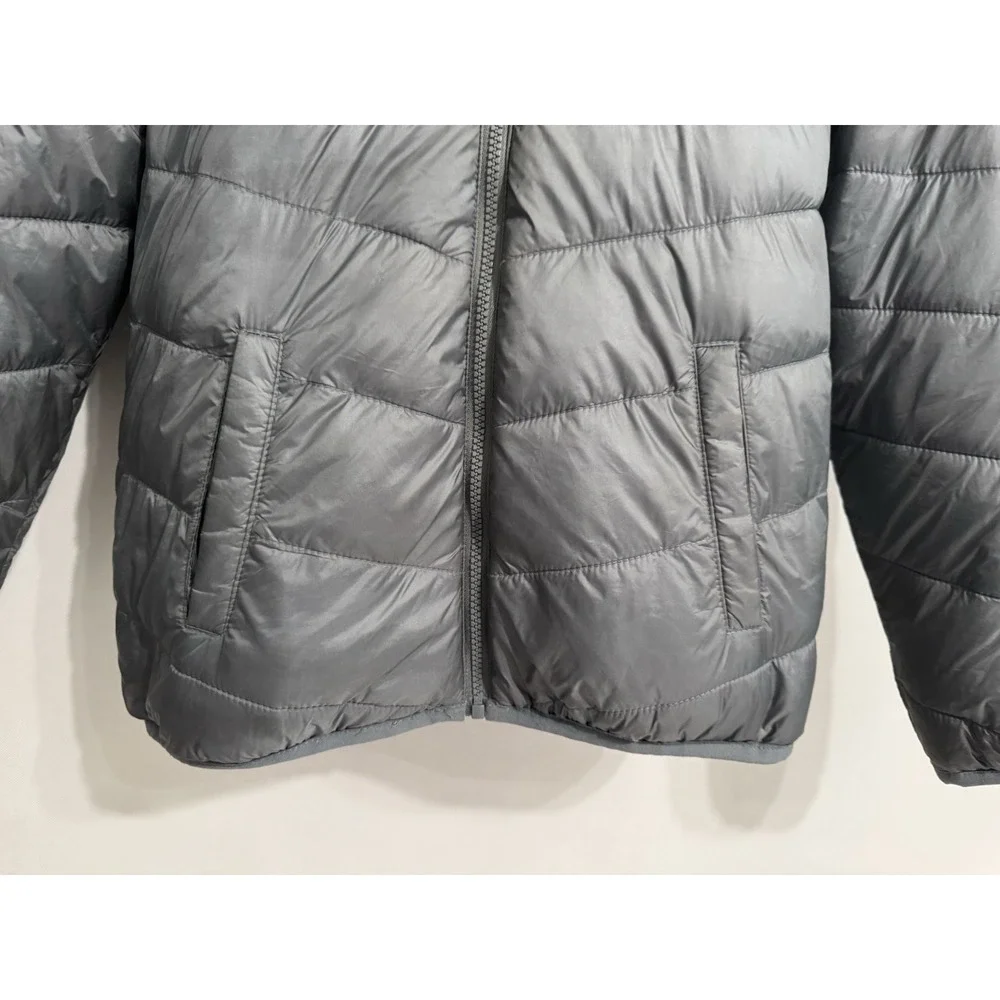Abercrombie Kids Size 15/16 Girls Puffer Jacket Hooded Faux Fur Reversible Gray